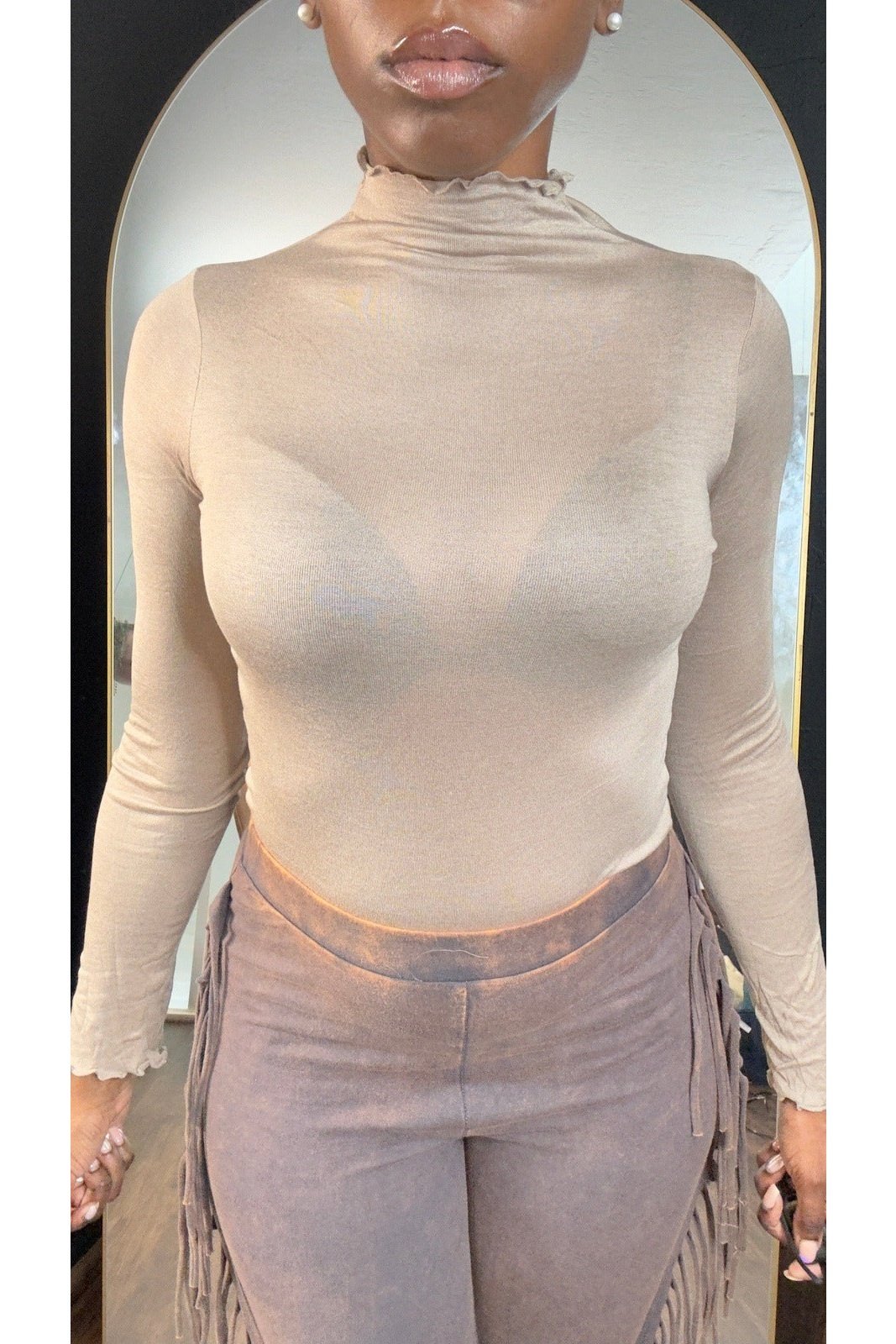 Sherry mock-neck top