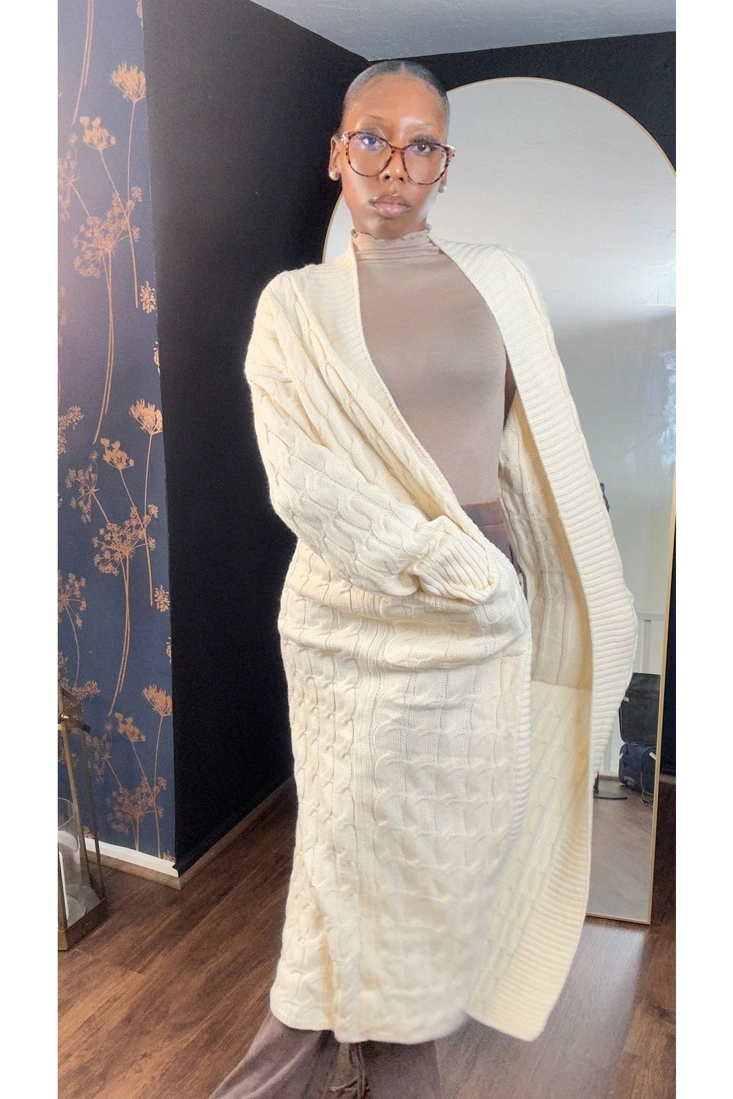 Waffle knit cardigan