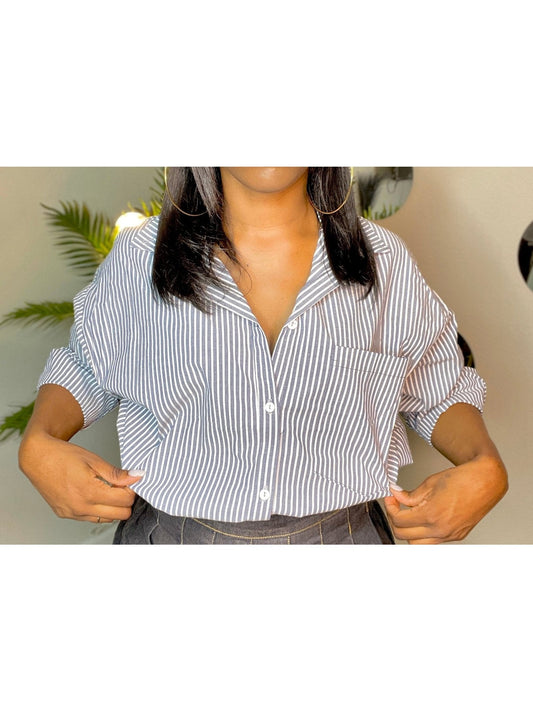 Striped Oversized Button Up